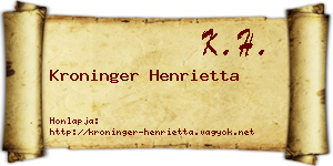 Kroninger Henrietta névjegykártya