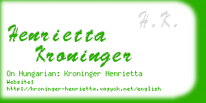 henrietta kroninger business card